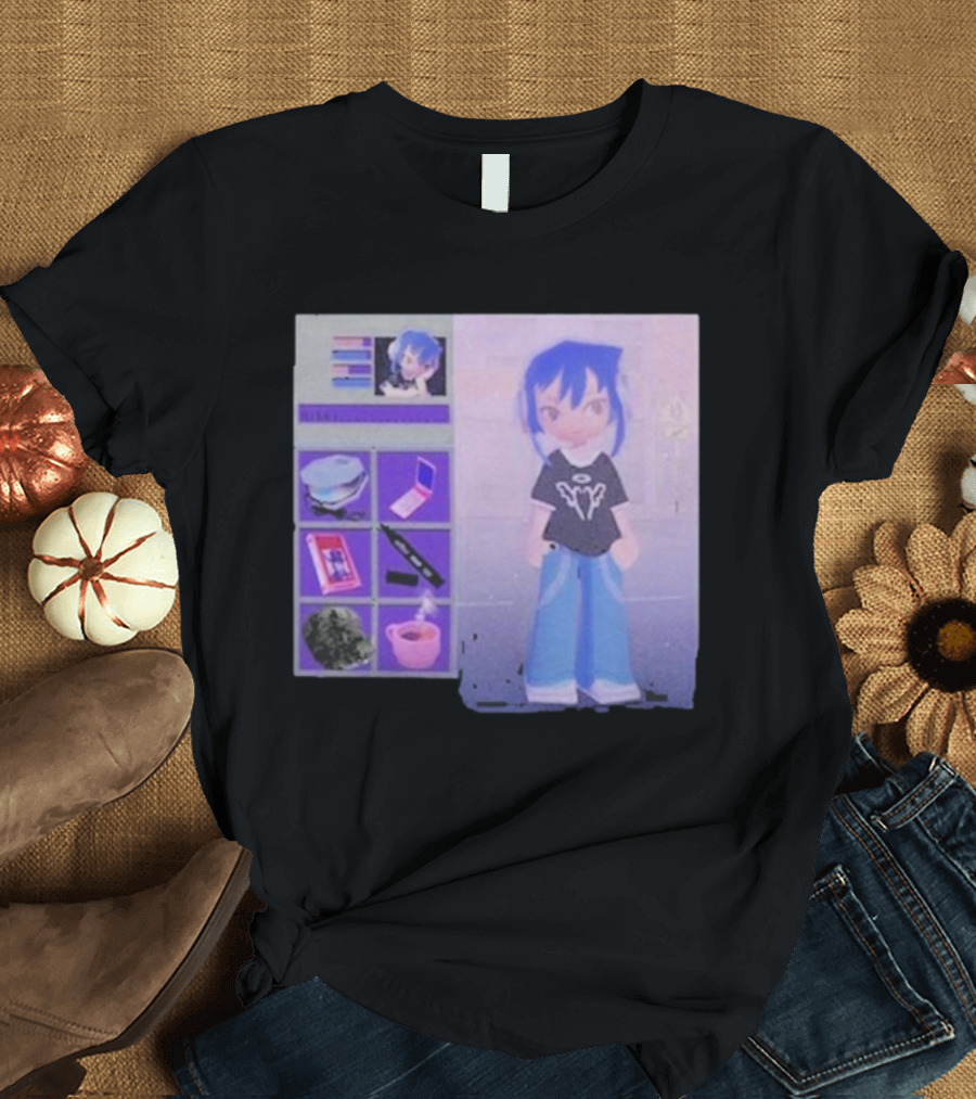 Nikki Basic Necessities Blue Hair Cartoon Checklist Pastel Aesthetic T-Shirt