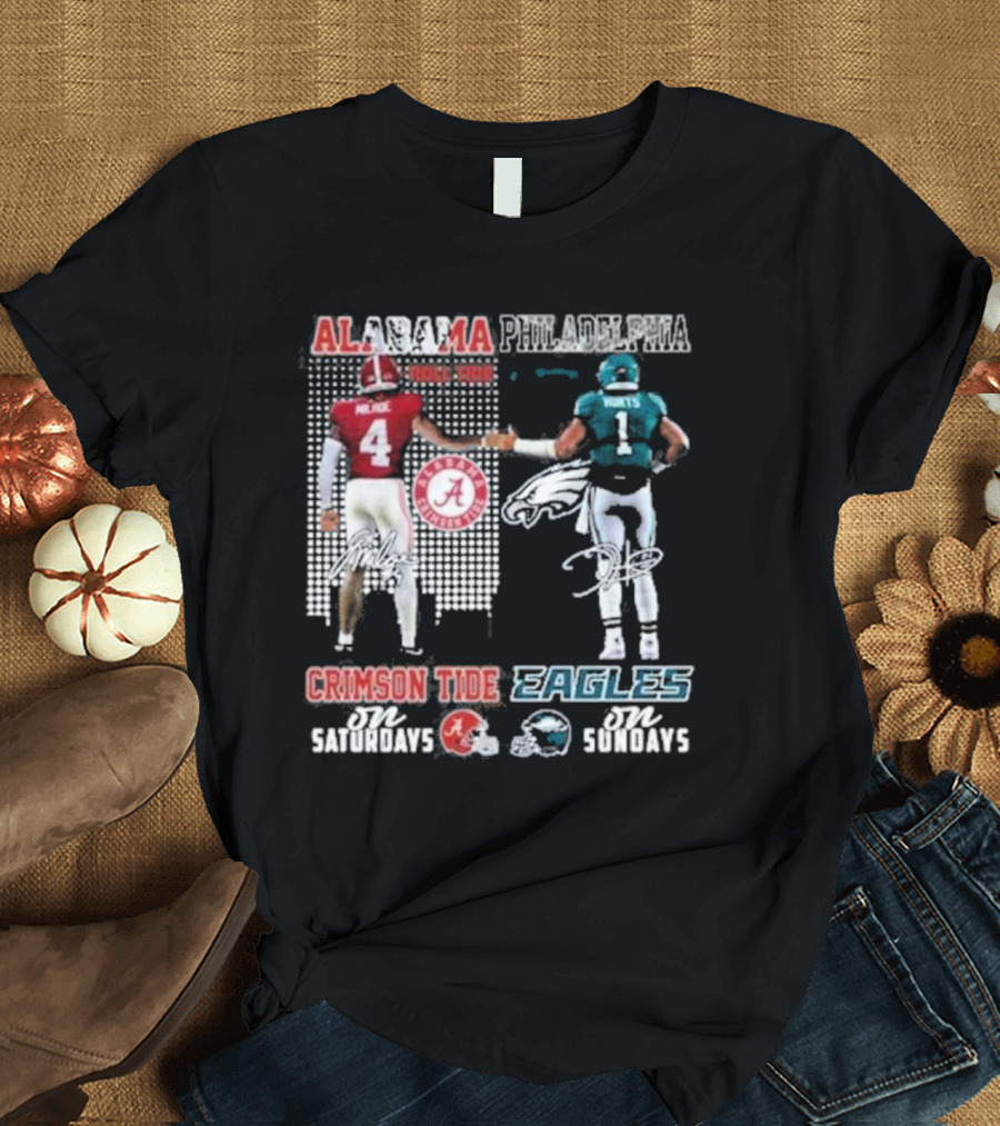 Alabama Crimson Tide Saturdays Philadelphia Eagles Sundays Signature T-Shirt
