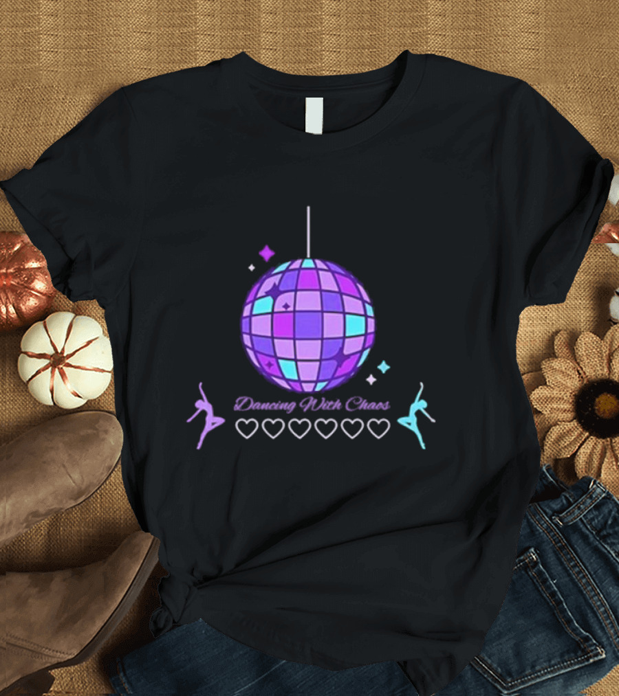 Dancing With Chaos Purple Disco Ball Icons and Dancers T-Shirt