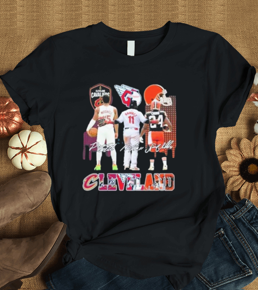 Cleveland Cavaliers Guardians Browns Mitchell Ramirez Chubb Signature T-Shirt
