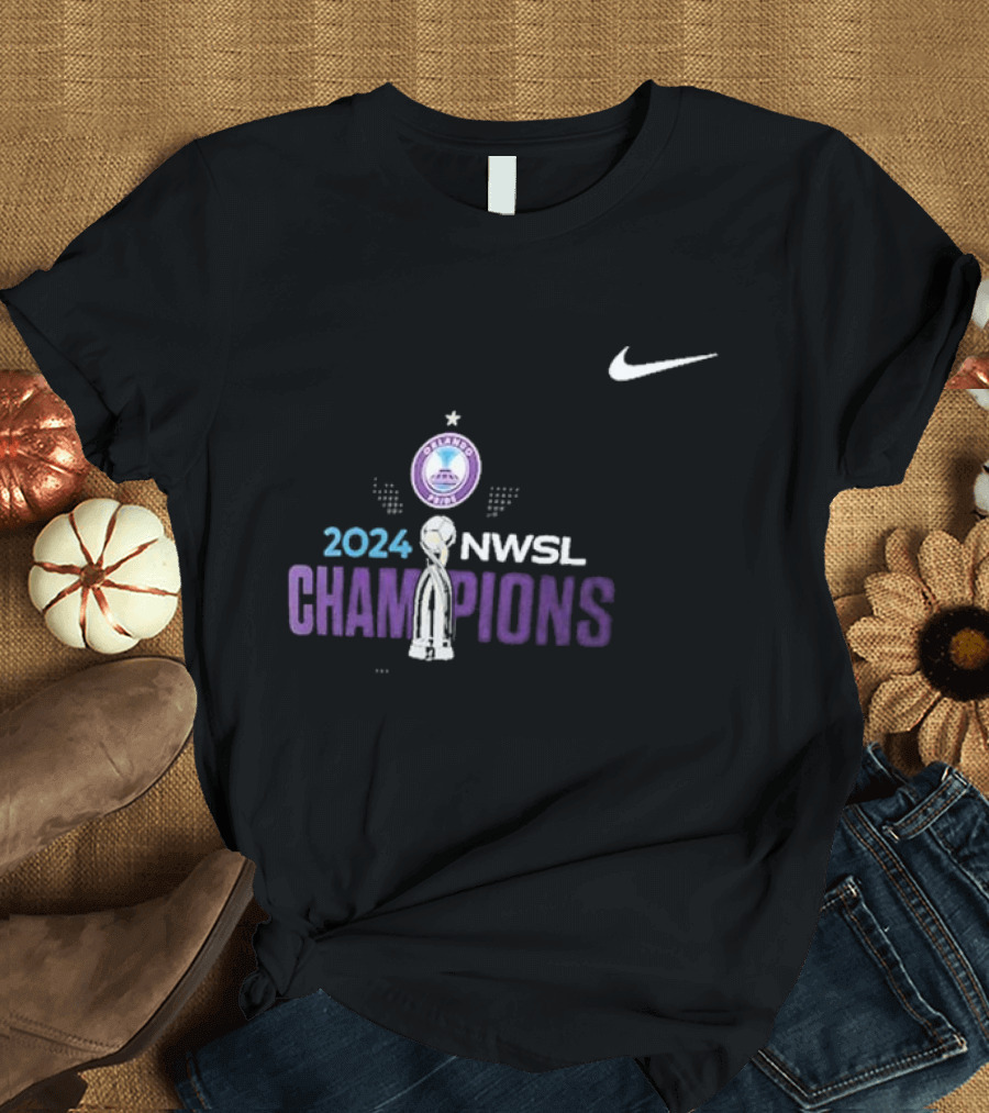 Orlando Pride 2024 NWSL Champions Soccer Trophy T-Shirt