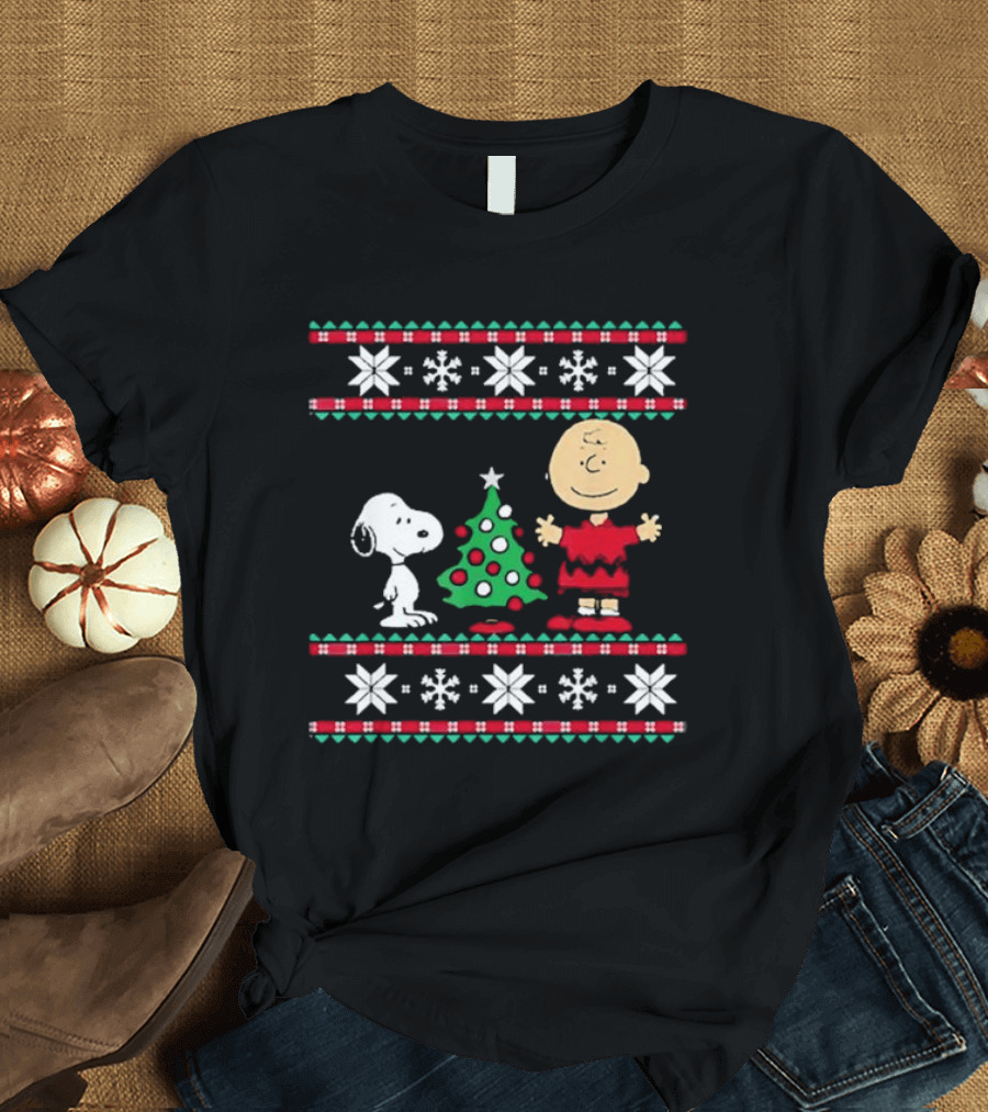 Snoopy and Charlie Brown with Christmas Tree T-Shirt