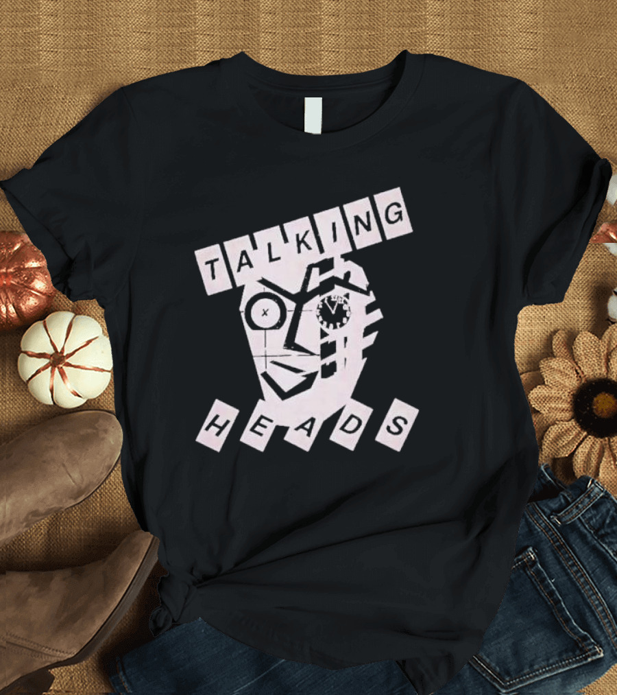 TALKING HEADS Face Art With Text Blocks T-Shirt