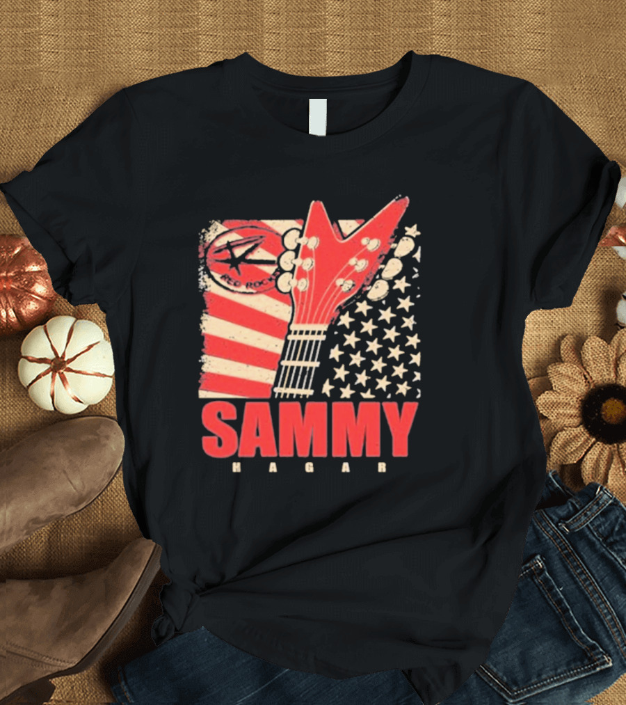 Sammy Hagar Red Rocker American Flag Guitar T-Shirt