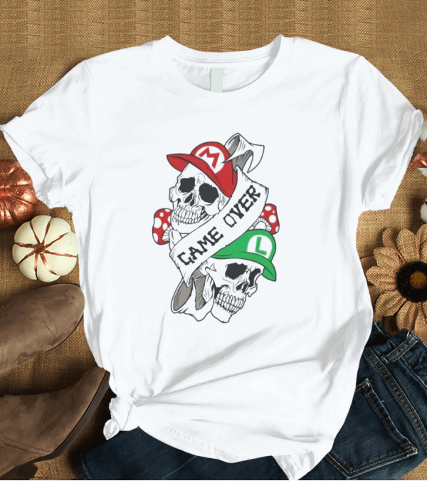 T-Shirt: Game Over Skull M L Gaming Mushroom T-Shirt Game Over Skull M L Gaming Mushroom T-Shirt