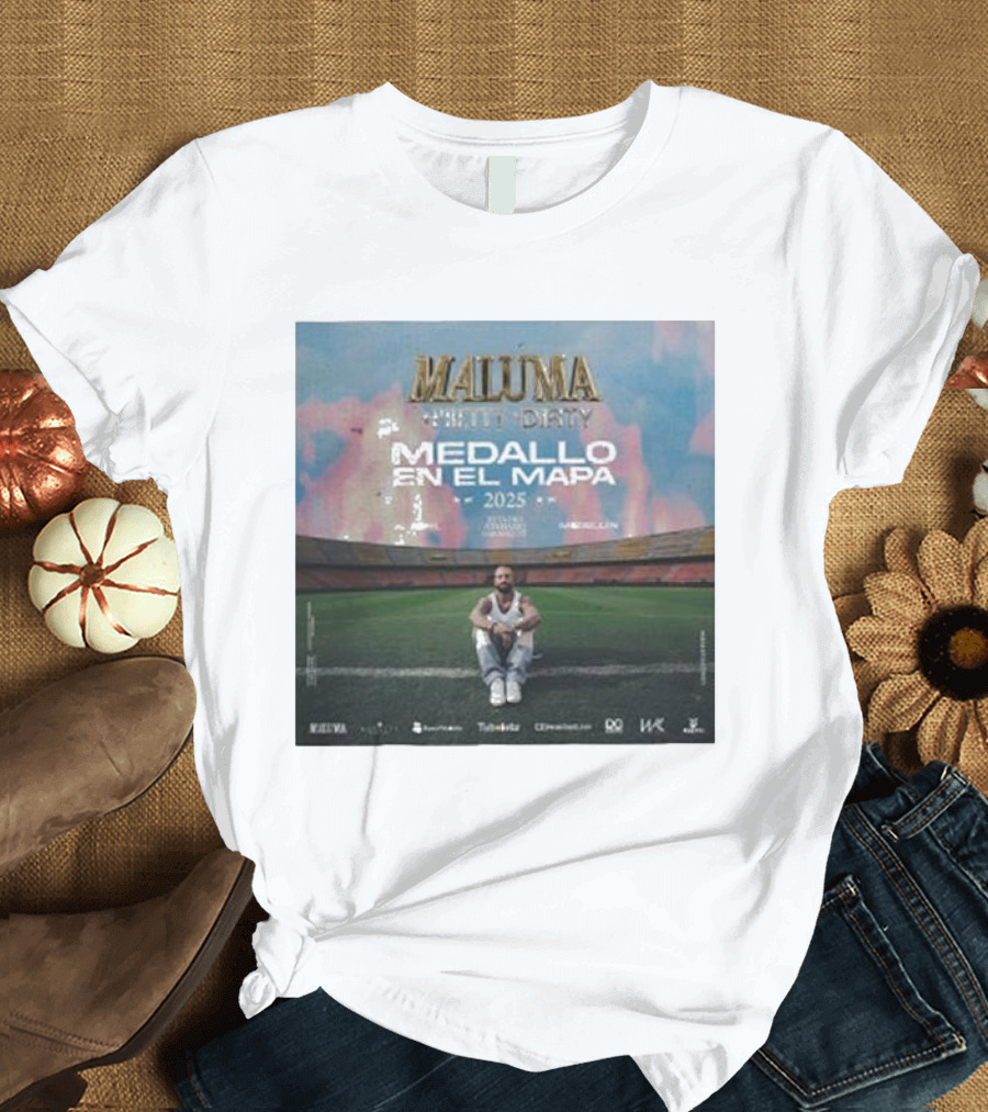 Maluma Pretty Dirty Medallo en el Mapa Tour 2025 Stadium Concert Promo T-Shirt
