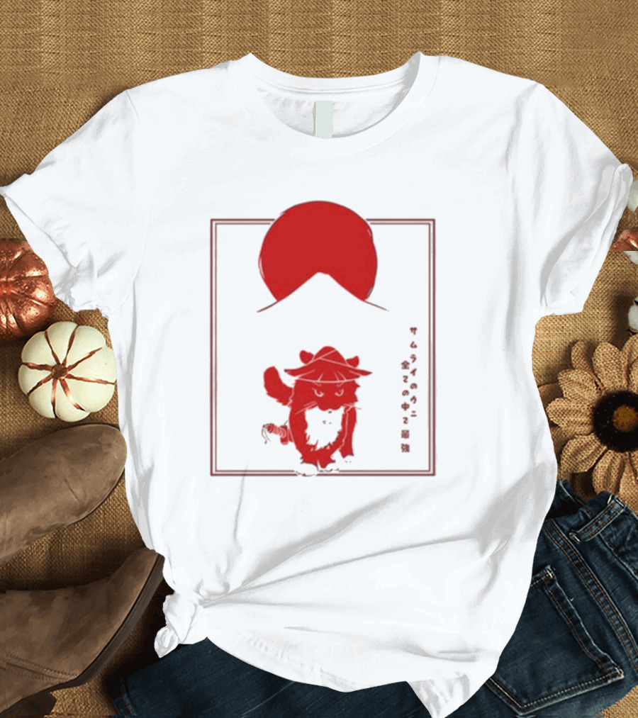 Samurai Unico Uniuni Runin Cat with Rising Sun T-Shirt