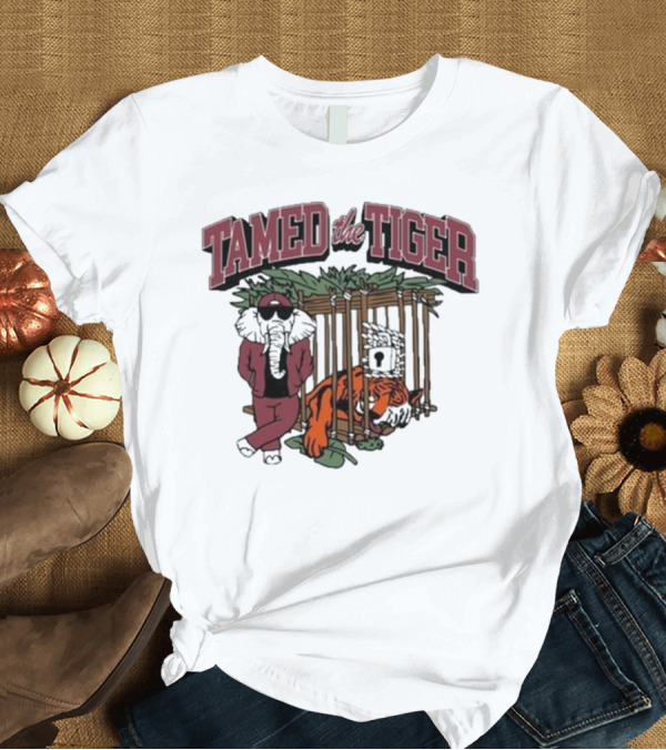 T-Shirt: Tamed the Tiger Alabama Football Rivalry Elephant and Caged Tiger T-Shirt Tamed the Tiger Alabama Football Rivalry Elephant and Caged Tiger T-Shirt