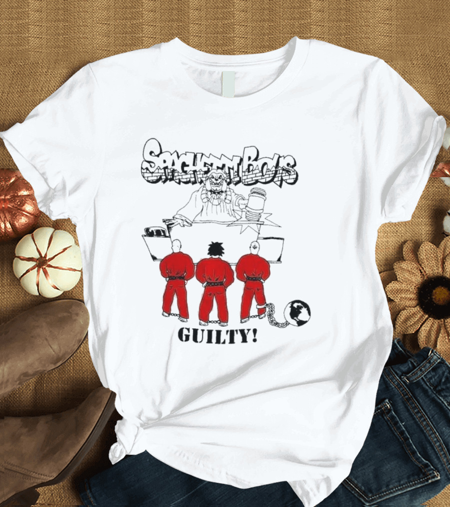 Spaghetti Boys Guilty Comic Judge Prisoners Earth Chain T-Shirt