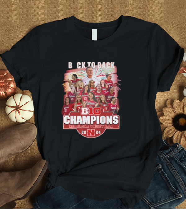 T-Shirt: Back to Back B1G Champions Nebraska Volleyball T-Shirt Back to Back B1G Champions Nebraska Volleyball T-Shirt