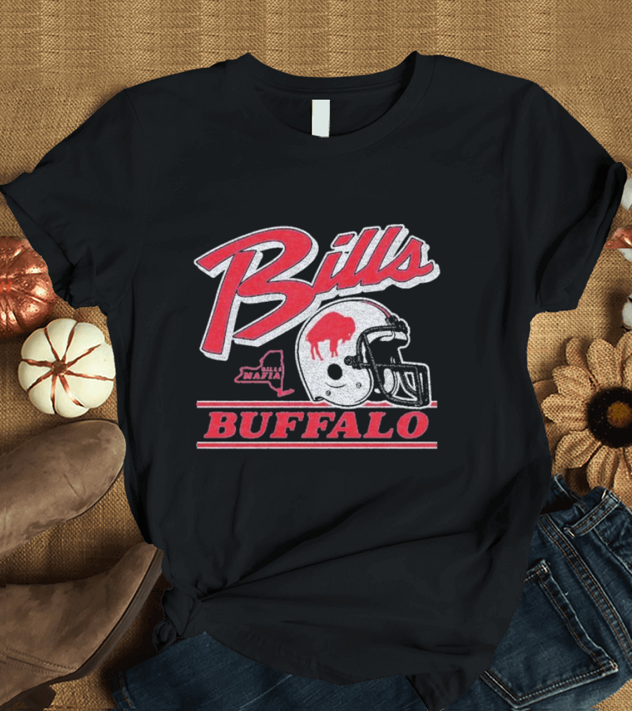Bills Mafia Buffalo Football Helmet Red and White T-Shirt