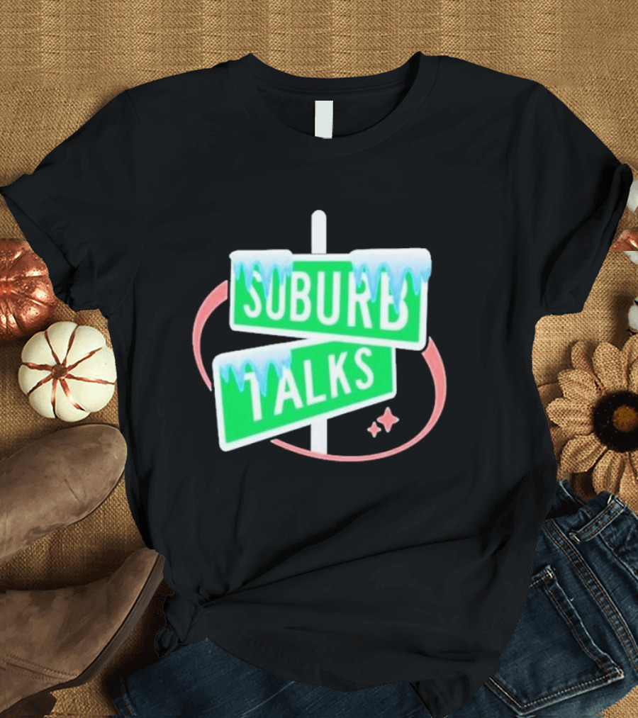 Suburb Talks Snowy Street Signs Christmas T-Shirt