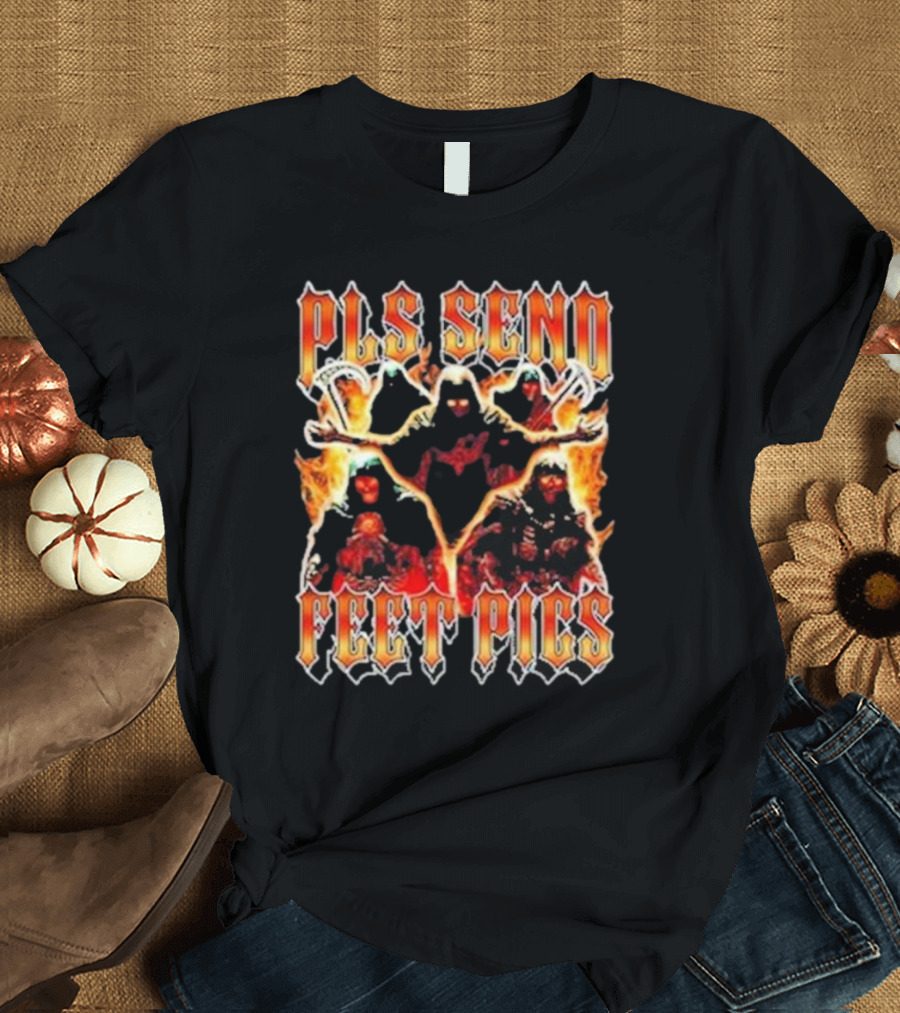 Pls Send Feet Pics Reaper Flames Vintage T-Shirt