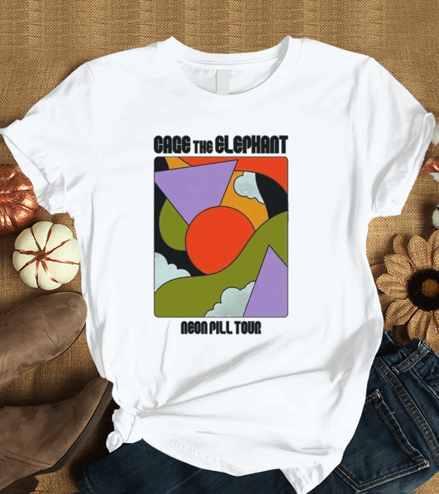 Cage the Elephant Neon Pill Tour Colorful Abstract T-Shirt