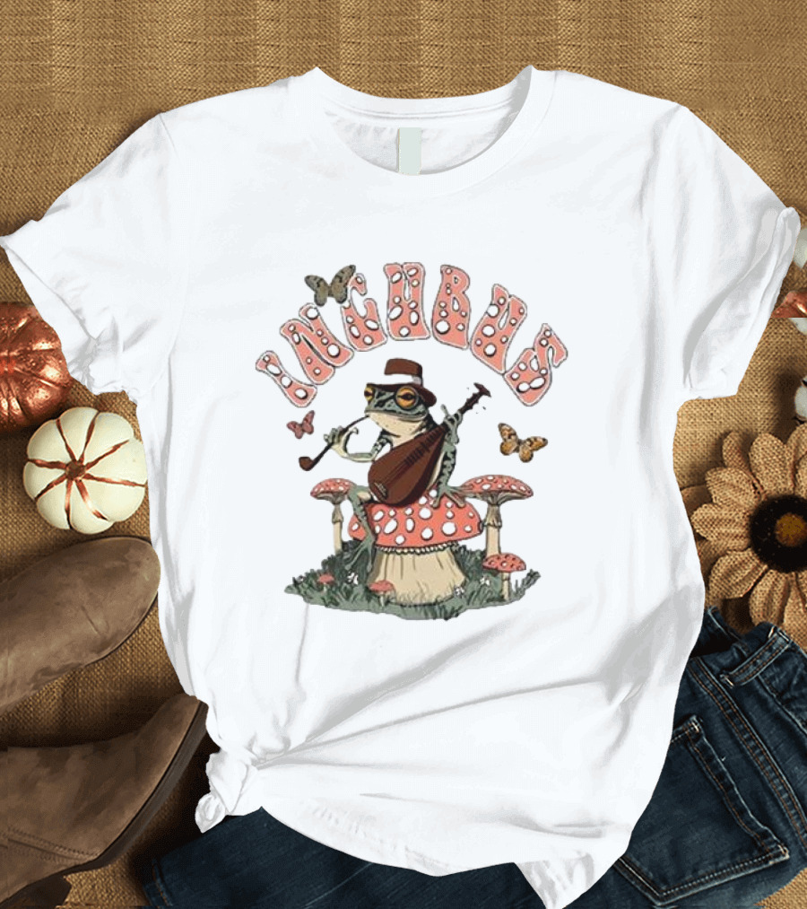 Incubus Mushroom Frog with Guitar and Butterflies T-Shirt