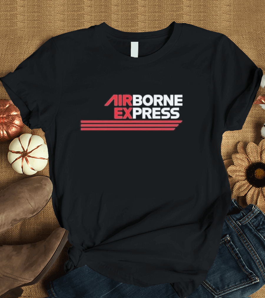 Airborne Express Airlines Retro Logo Red Stripes T-Shirt