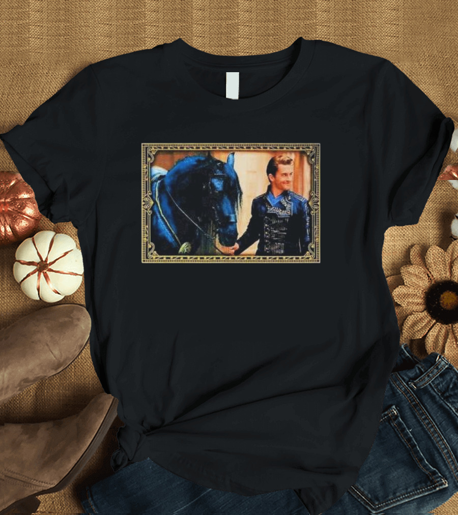 Wicked Fiyero Frame with Dark Horse and Male Figure in Ornate Border T-Shirt