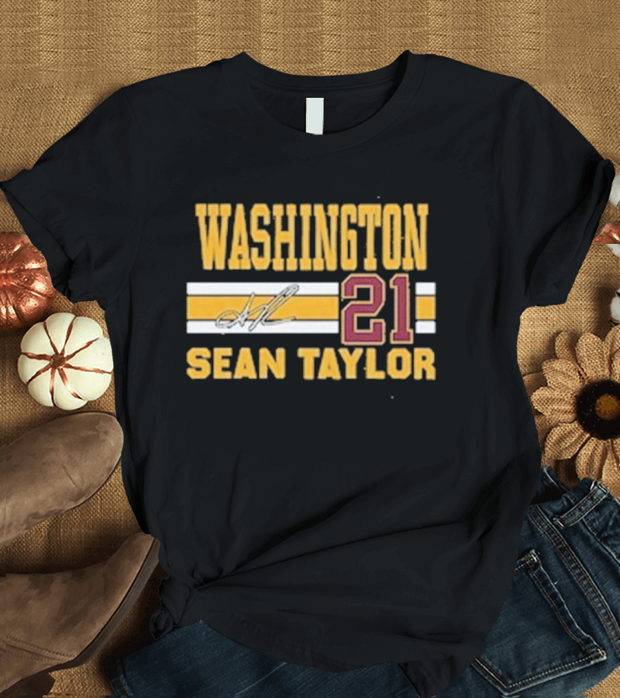 Washington Commanders 21 Sean Taylor Signature Homage Charcoal NFL Tri-Blend T-Shirt