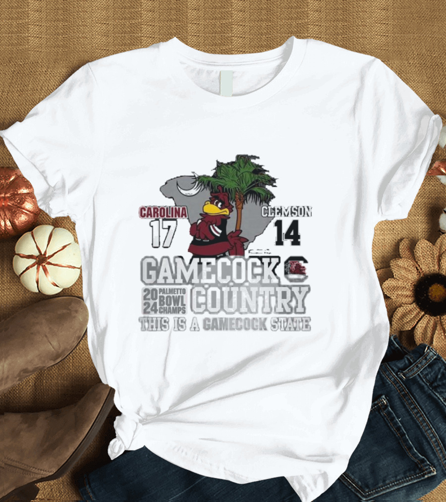 South Carolina Gamecocks 17-14 Clemson Tigers Palmetto Bowl Champs Gamecock Country This Is a Gamecock State T-Shirt