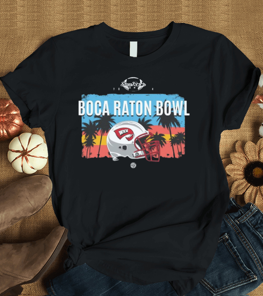 Boca Raton Bowl 2024 Western Kentucky WKU Helmet Palm Trees Sunset T-Shirt