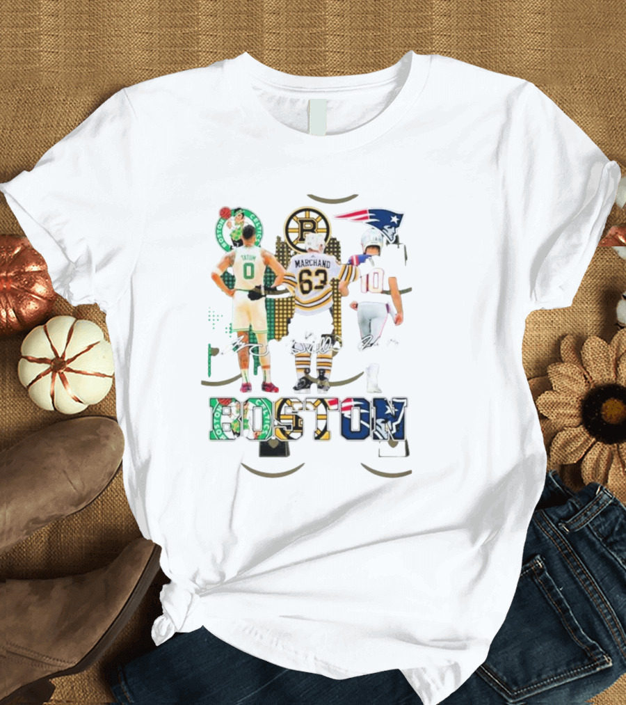 Boston Celtics Tatum x Boston Bruins Marchand x New England Patriots Boston T-Shirt