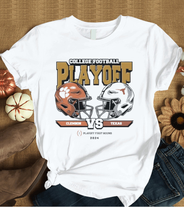 T-Shirt: Clemson vs Texas College Football Playoff First Round 2024 Showdown T-Shirt Clemson vs Texas College Football Playoff First Round 2024 Showdown T-Shirt