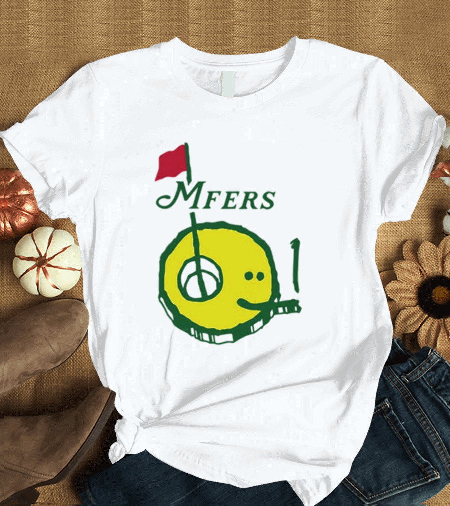 Mfers Sartosh Pitito Golf Flag Yellow Face T-Shirt