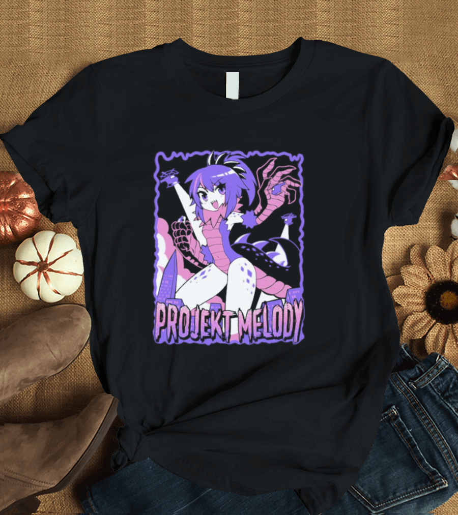 Projekt Melody Anime Character Monster City Scene T-Shirt