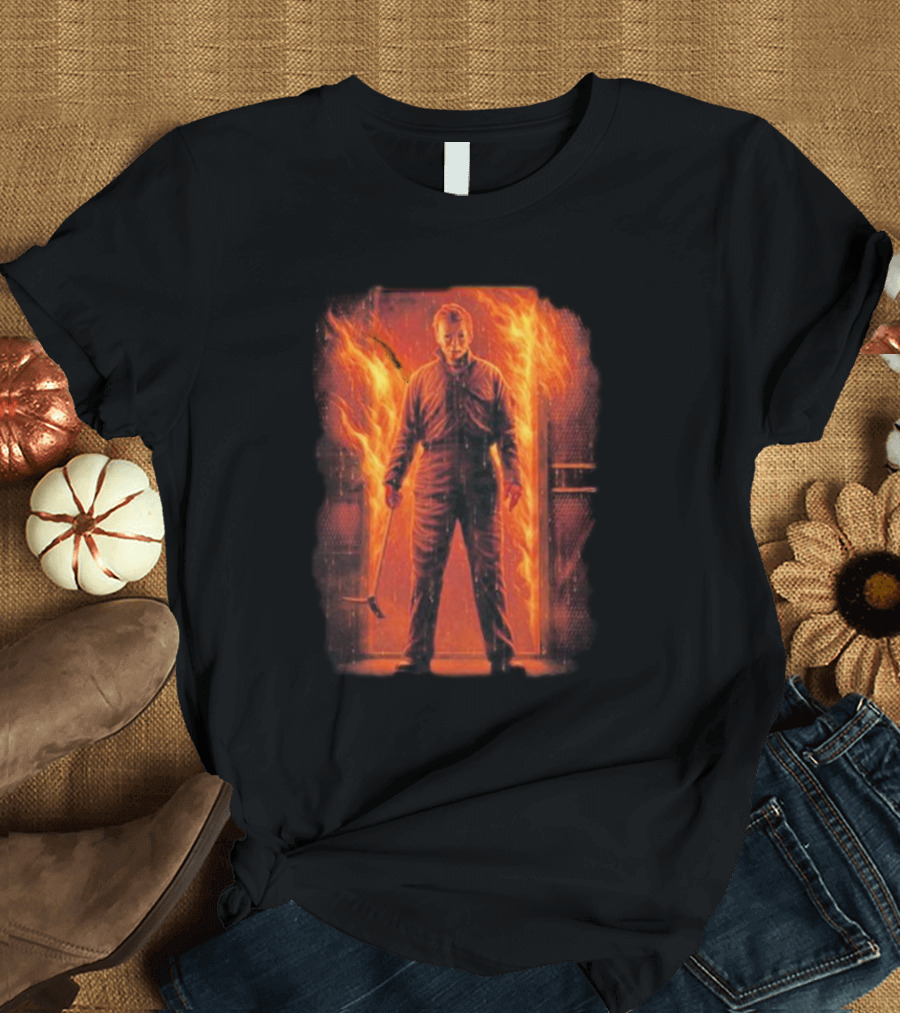 Michael Myers Halloween Kills Let It Burn Fiery Scene T-Shirt