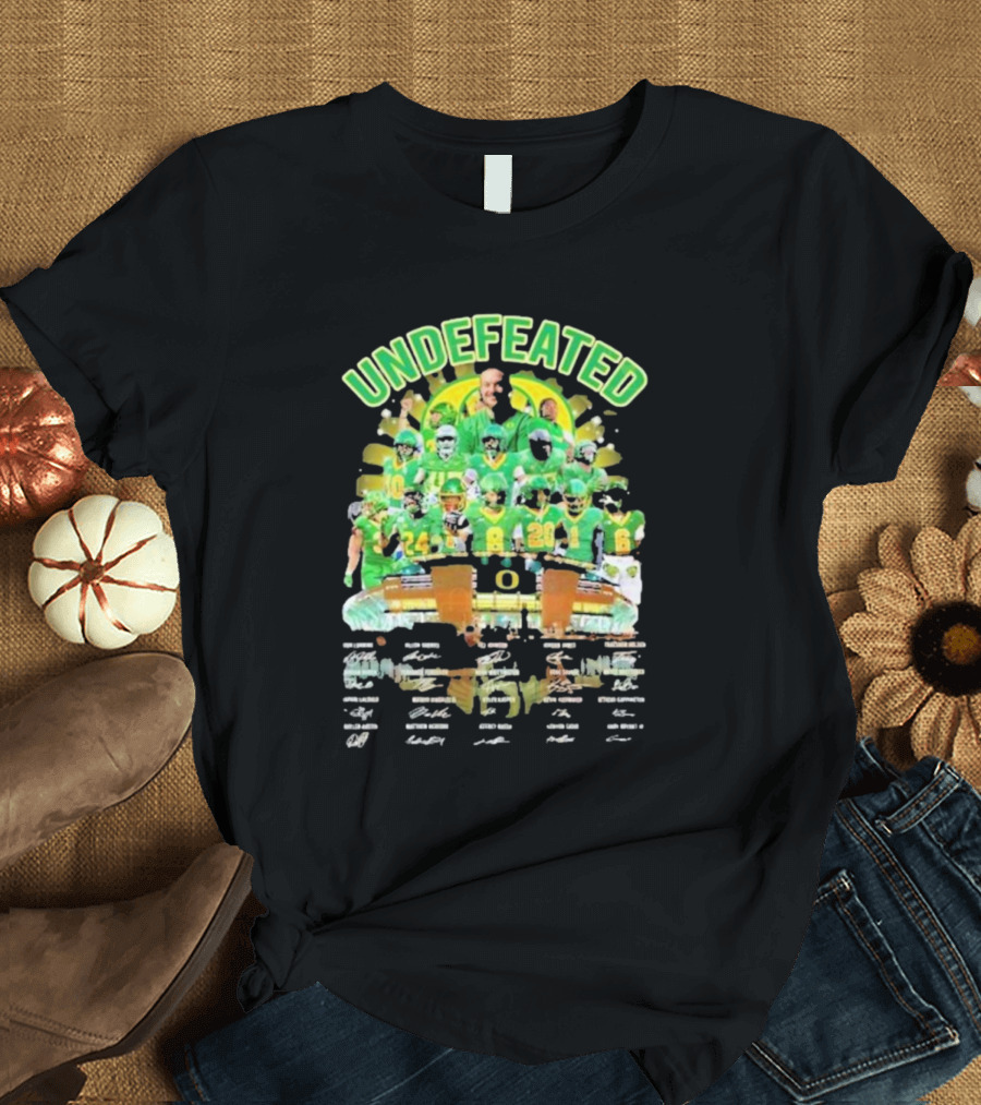 Undefeated Oregon Ducks Football Team Signatures Collection T-Shirt