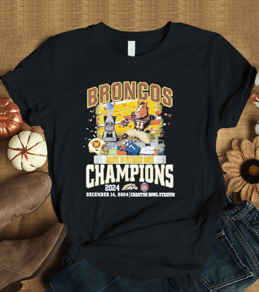 Broncos Salute to Veterans Bowl Champions 2024 December 14 Cramton Bowl Stadium T-Shirt