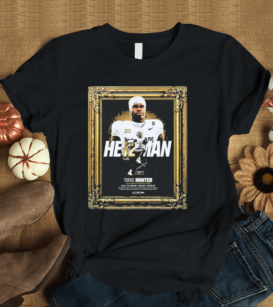 Travis Hunter 2024 Heisman Trophy Winner Framed Iconic Sports Achievement T-Shirt