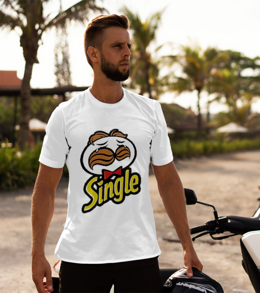 Single Pringle Crying Icon With Mustache And Red Bowtie T-Shirt