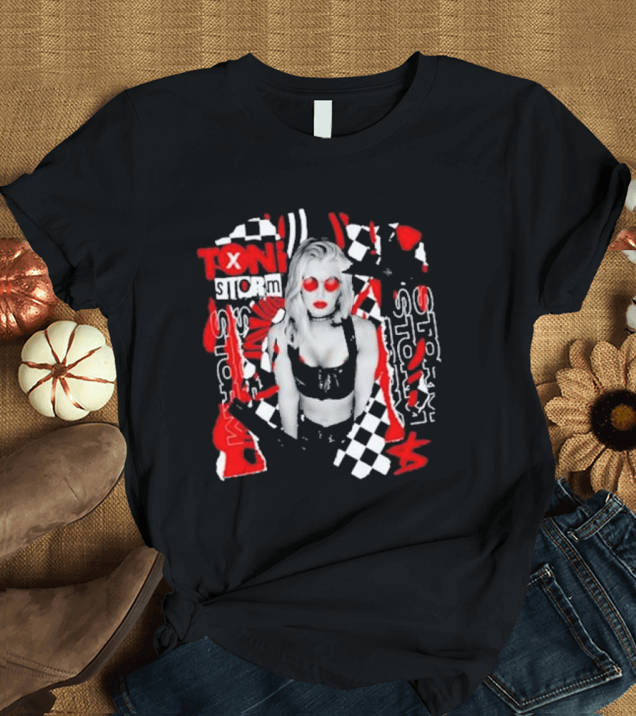 Toni Storm Red Sunglasses Checkerboard Aew Experience T-Shirt