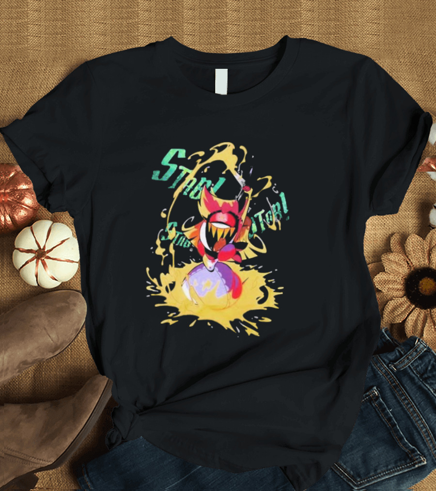 Hazbin Hotel Niffty Stop The Elevator Gold Glitter T-Shirt