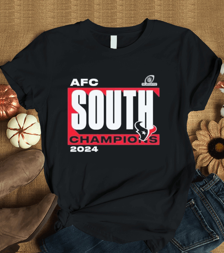 Houston Texans AFC South Champions 2024 Playoffs Logo Conquer T-Shirt