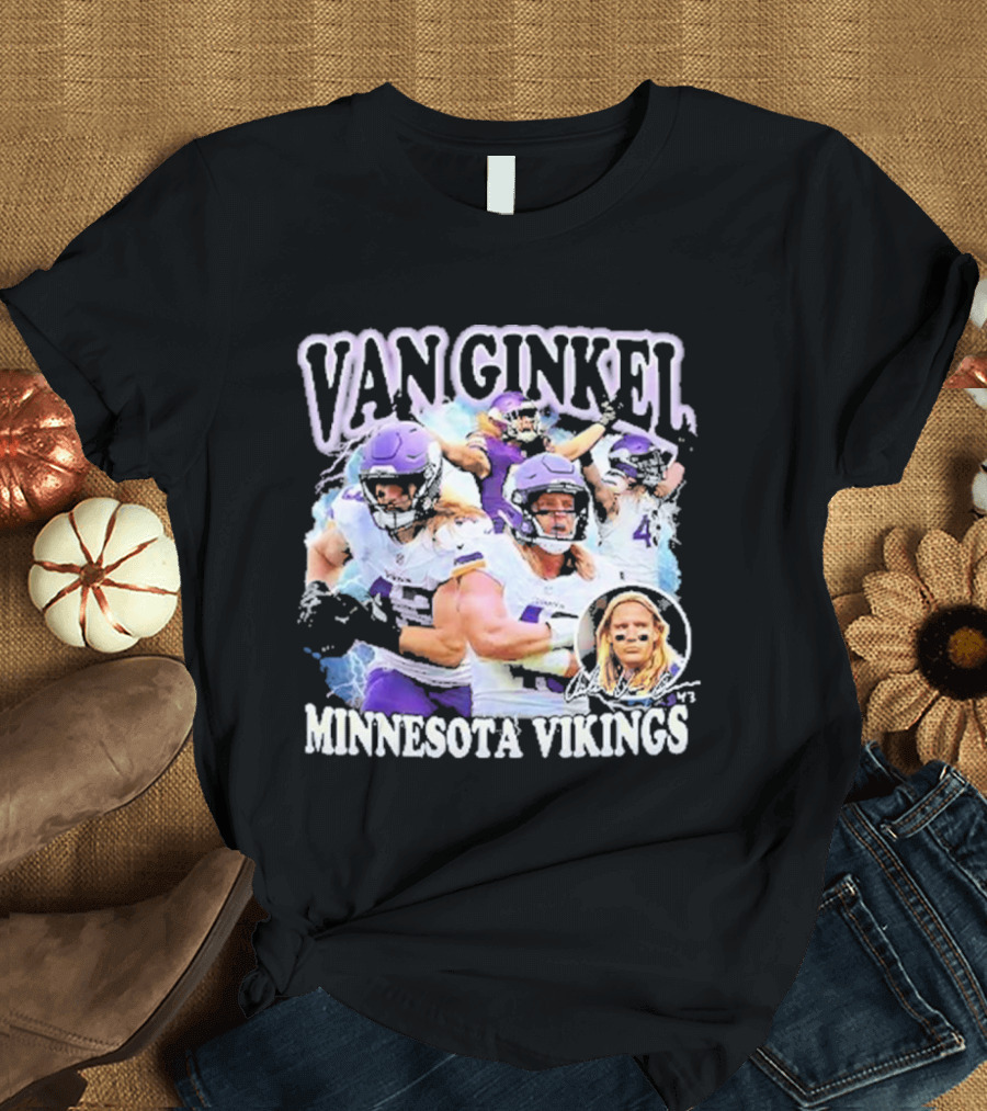 Van Ginkel Minnesota Vikings Football Action Montage T-Shirt