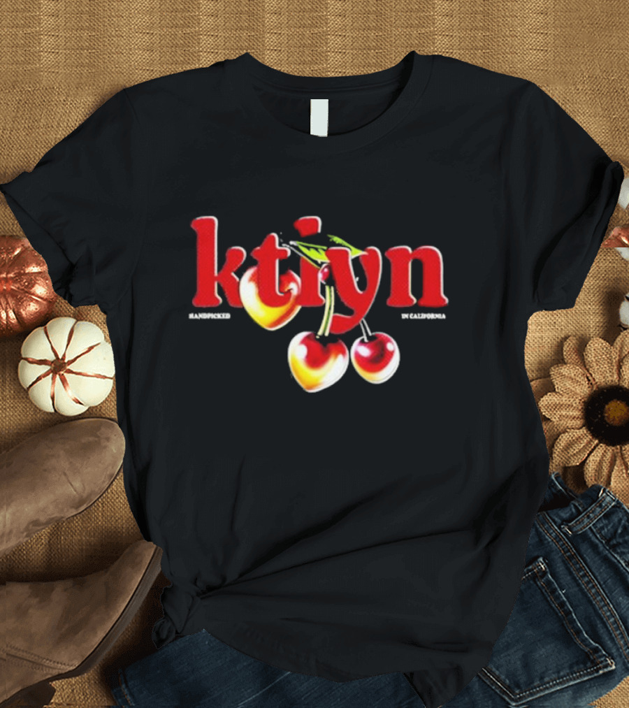 ktlyn Handpicked in California Hunter Green Cherry T-Shirt