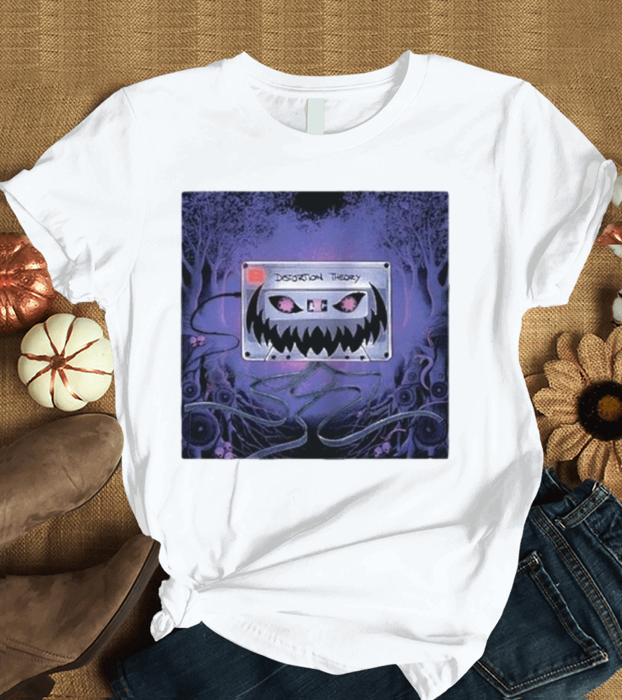 Tape B Distortion Theory Creepy Cassette in Haunted Woodland T-Shirt