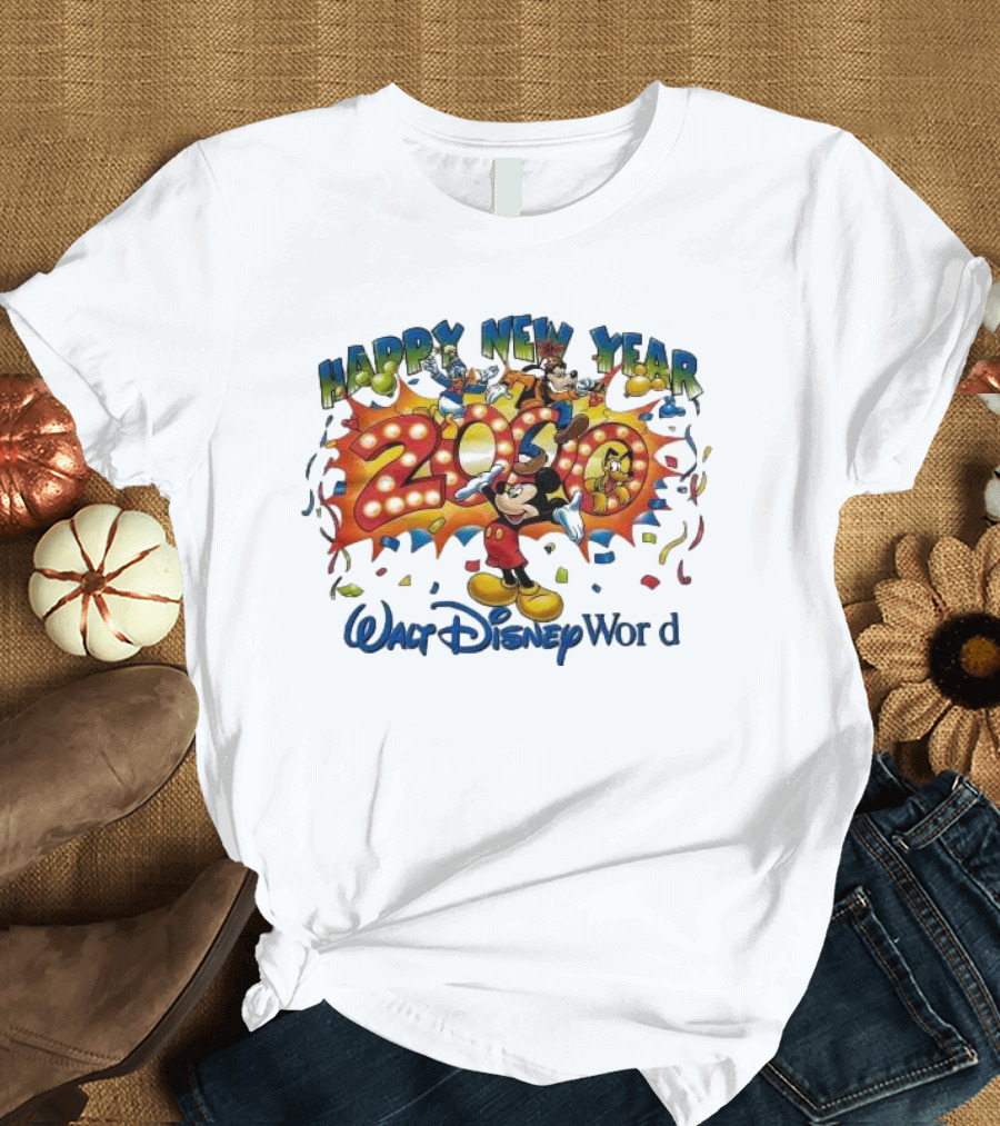 Walt Disney World Happy New Year 2000 Mickey and Friends T-Shirt