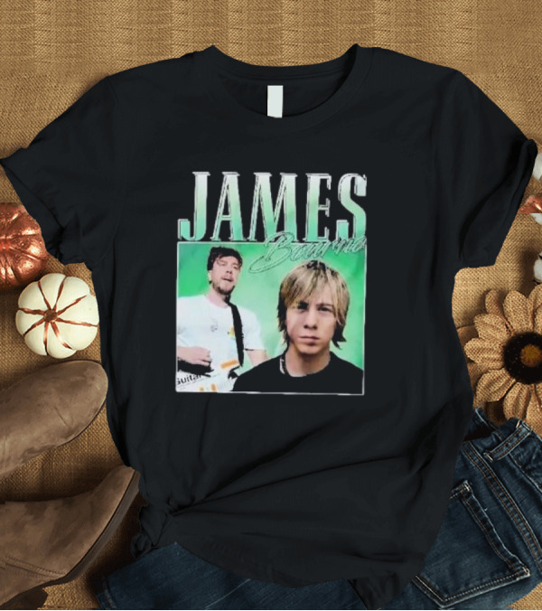 T-Shirt: James Bourne Duo Musical Tribute Green Background T-Shirt James Bourne Duo Musical Tribute Green Background T-Shirt