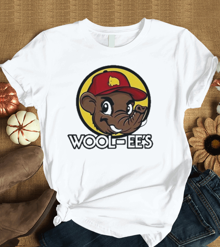 Wooli Wool-Ee’s Cartoon Character in Red Hat with Yellow Mammoth T-Shirt