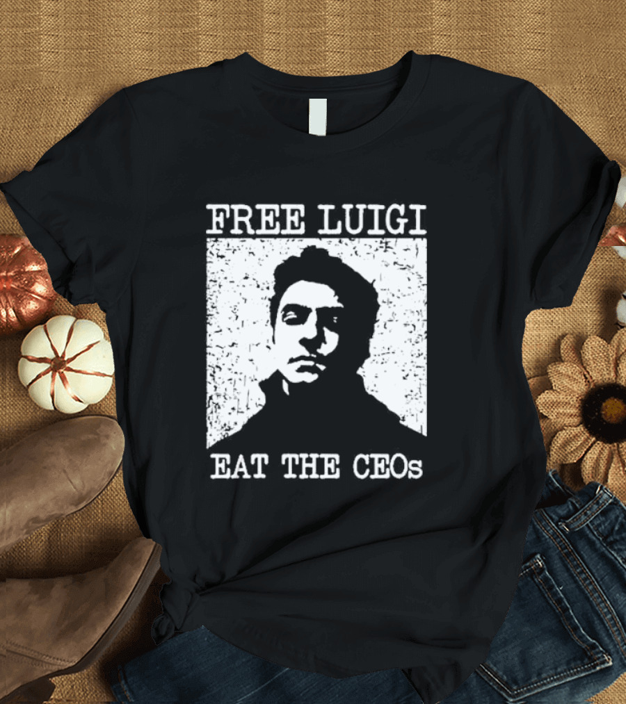 Free Luigi Eat The CEOs Stencil T-Shirt