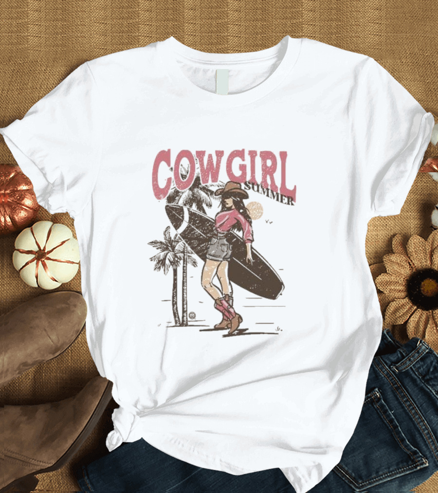 Cowgirl Summer Surfing Vibes T-Shirt
