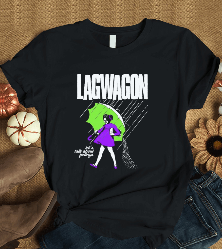 Lagwagon Let’s Talk About Feelings Green Umbrella Rain Girl Salty T-Shirt