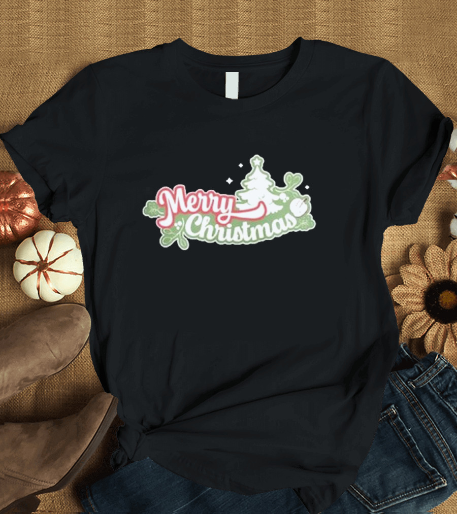 Merry Christmas 2024 Metokur Festive Tree and Holly T-Shirt