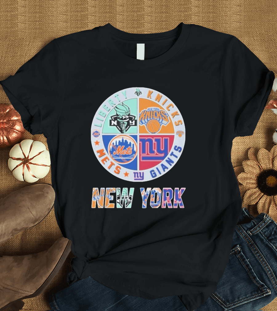 New York Liberty Knicks Mets Giants Yankees T-Shirt