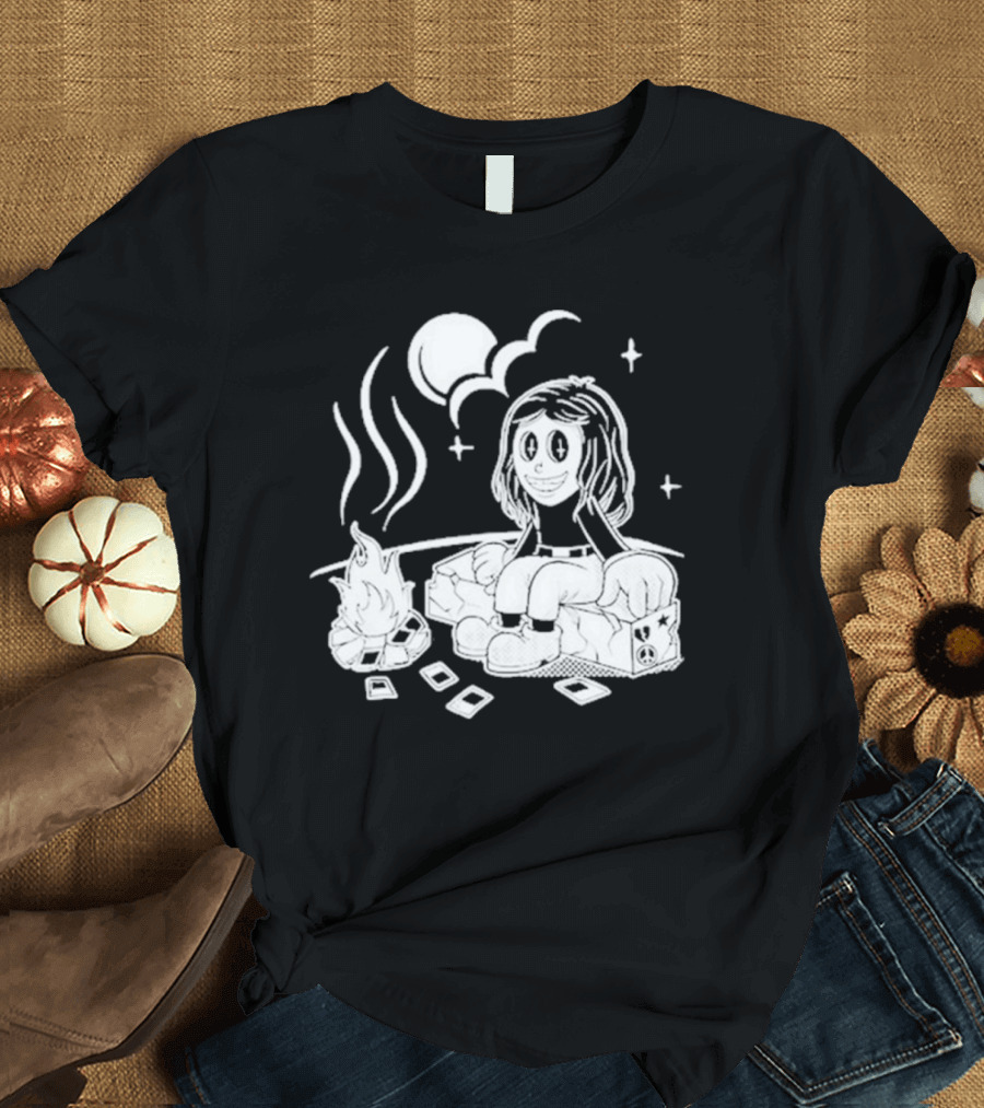 Sawyer Hill Camp Peaceful Campfire Night with Cards and Moon T-Shirt