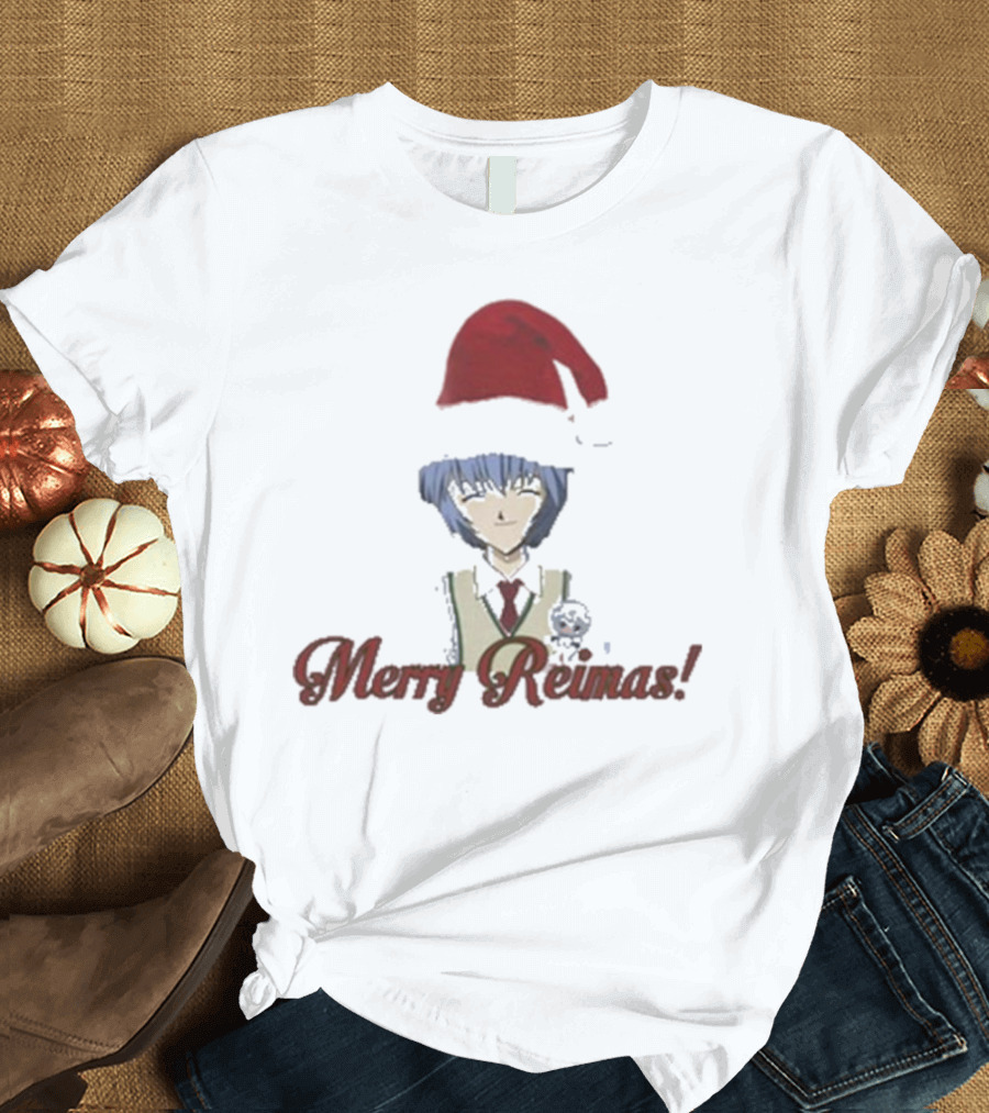 Merry Reimas Anime Character Santa Hat Holiday T-Shirt