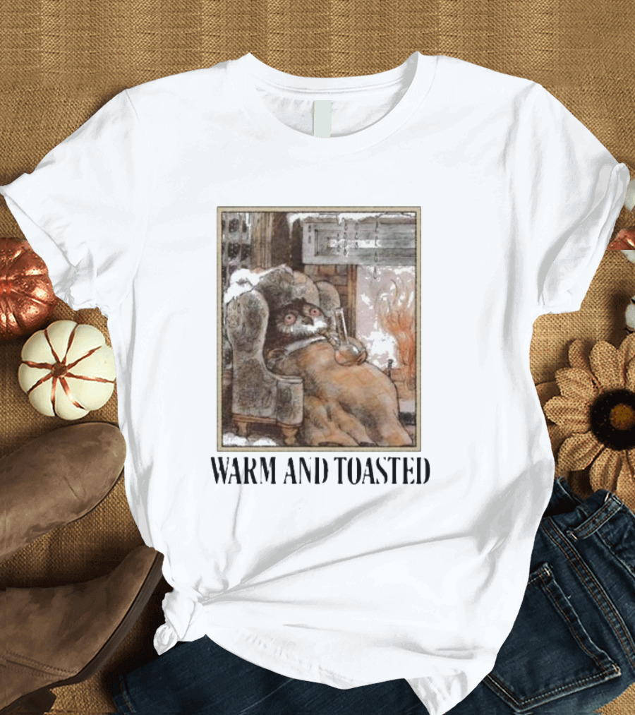 Warm And Toasted Owl Relaxing by the Fire T-Shirt